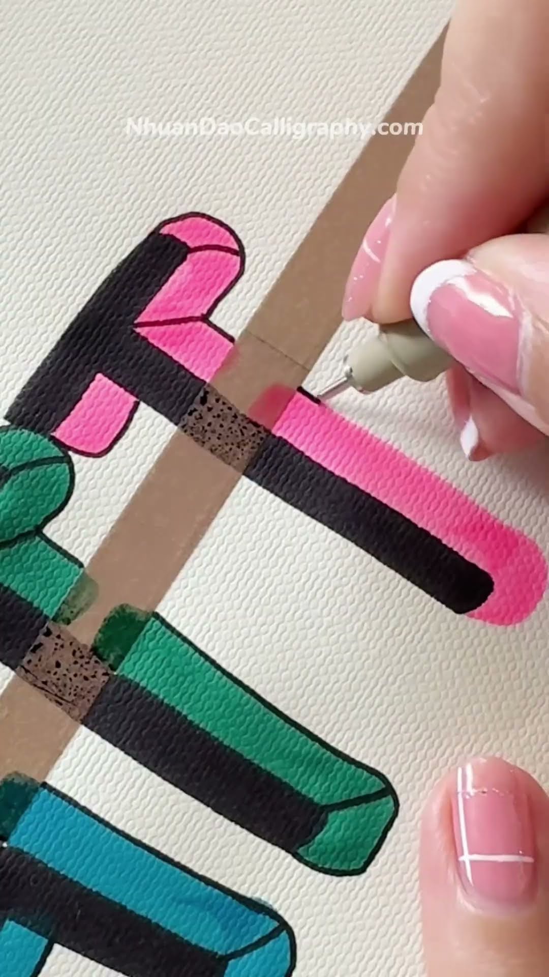 Easy Steps to Beautiful Name Lettering🥰 #nhuandaocalligraphy #shorts #NameLettering – YouTube