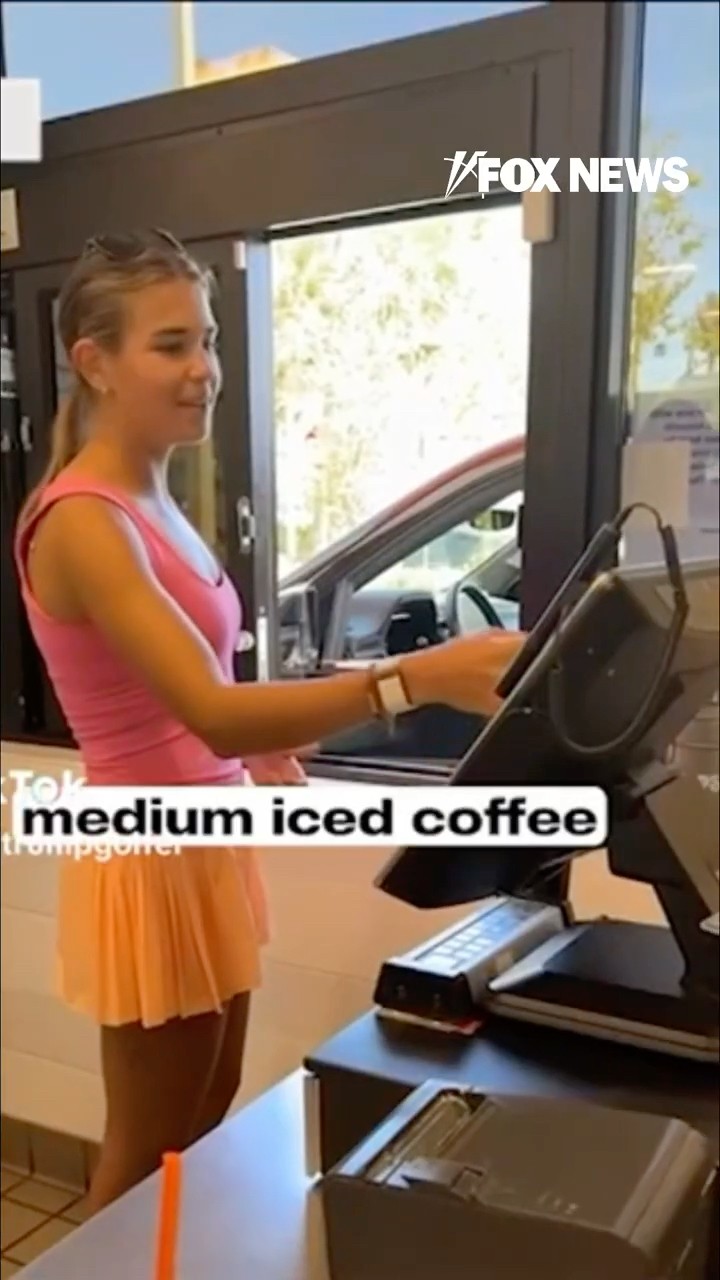Kai Trump works fast-food drive-thru at Dunkin’ #shorts – YouTube