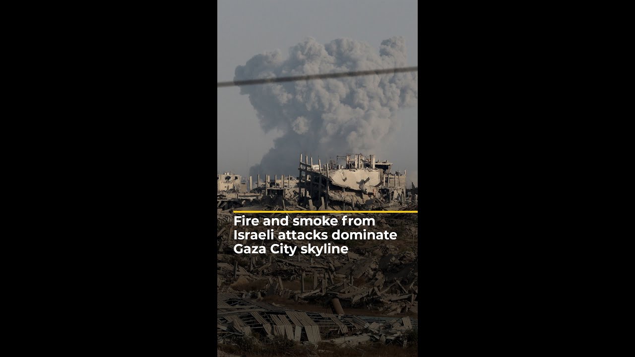 Fire and smoke from Israeli attacks dominate Gaza City skyline | AJ #shorts – YouTube