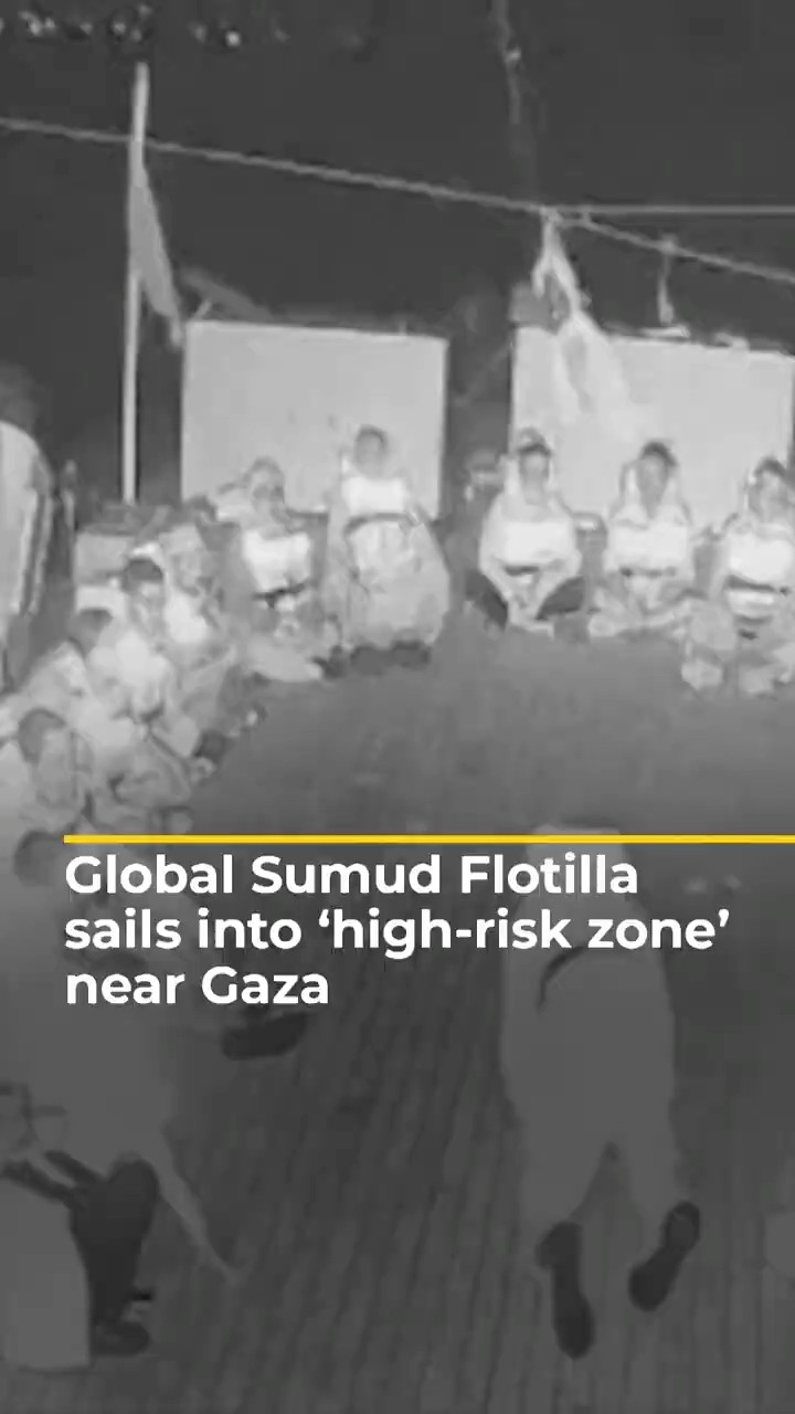 Global Sumud Flotilla sails into ‘high-risk zone’ near Gaza | AJ #shorts – YouTube