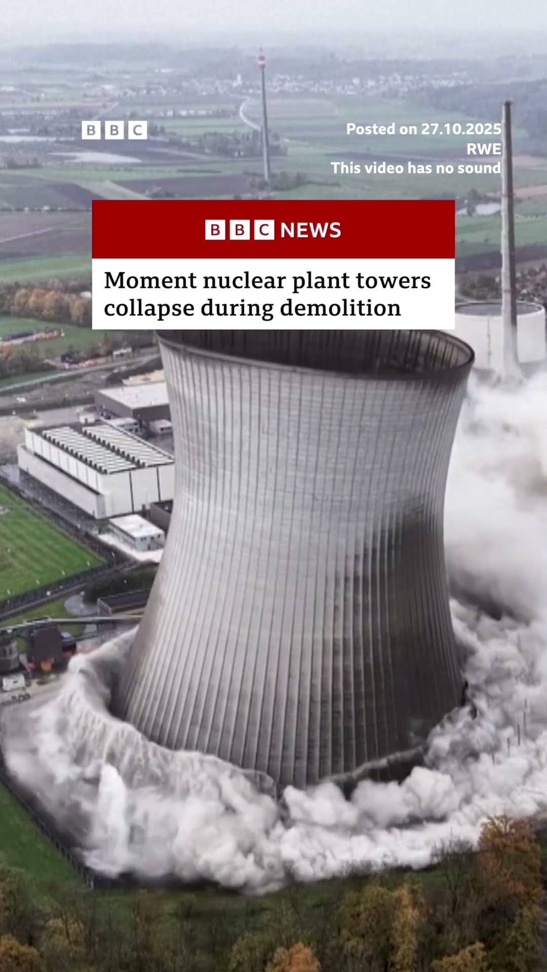 Nuclear plant towers collapse during demolition. #Shorts #NuclearPower #BBCNews – YouTube