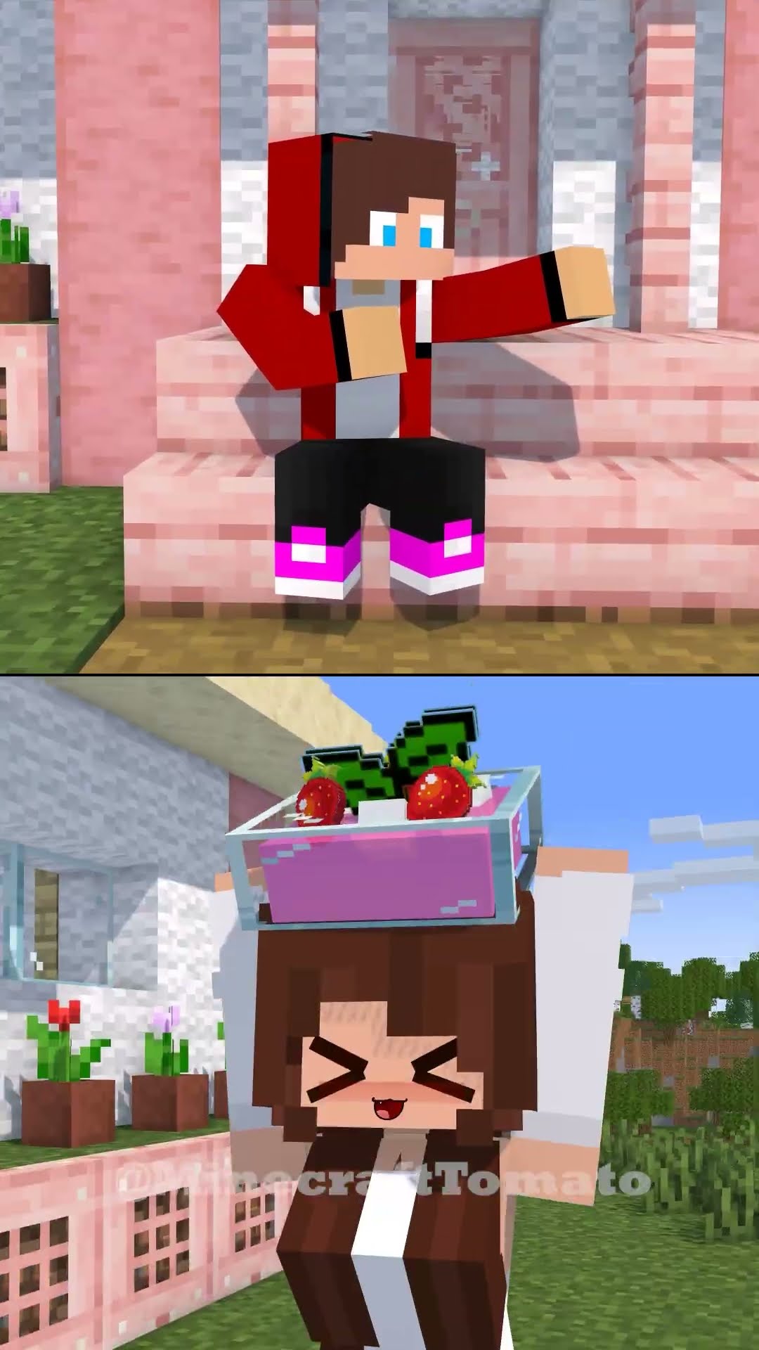 Ghost JJ's Strawberry Run 🍓🤪 – MAIZEN Minecraft Animation #shorts – YouTube