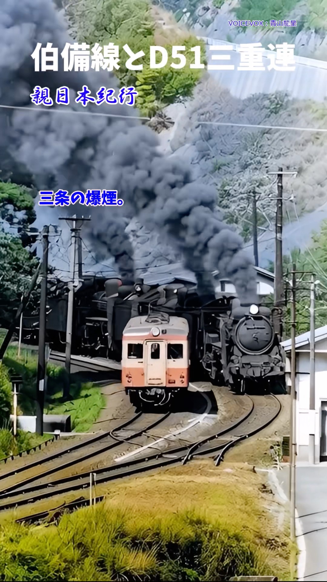 伯備線布原の三重連　#shorts #蒸気機関車　#d51 #伯備線 #ドローン #昭和 – YouTube