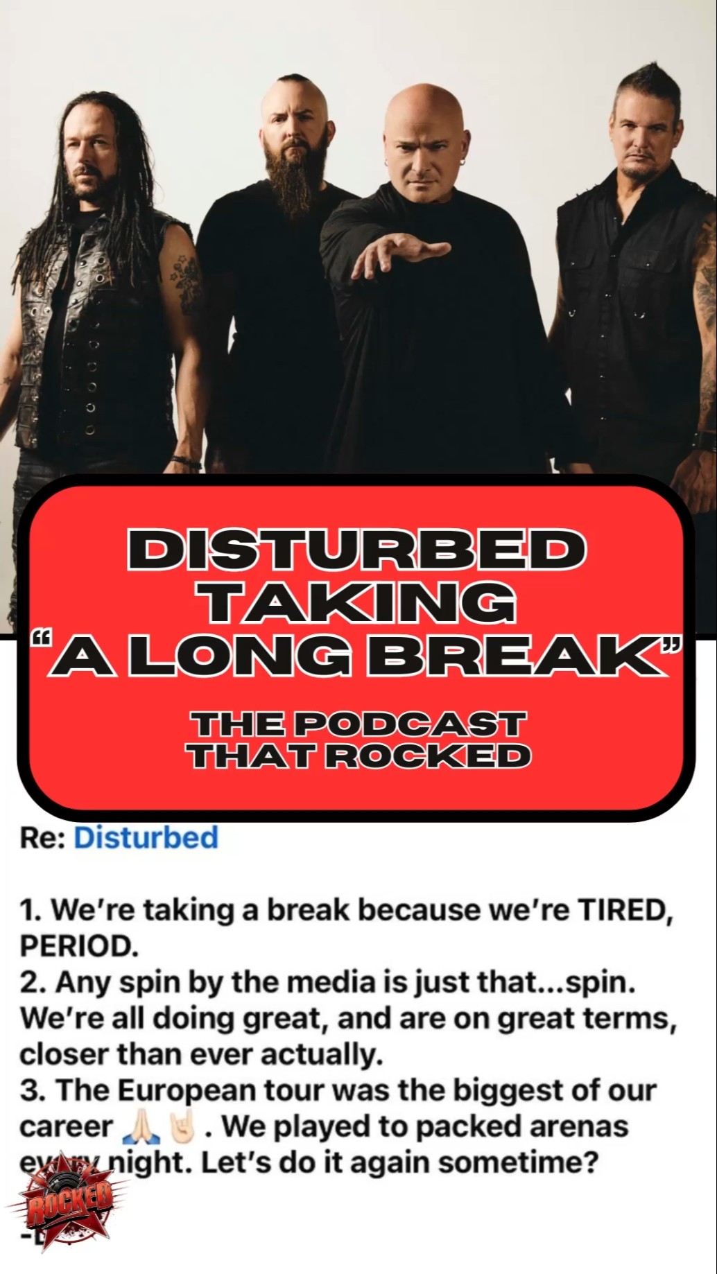 Disturbed Going On “A Long Break” | The Podcast That Rocked #Shorts – YouTube