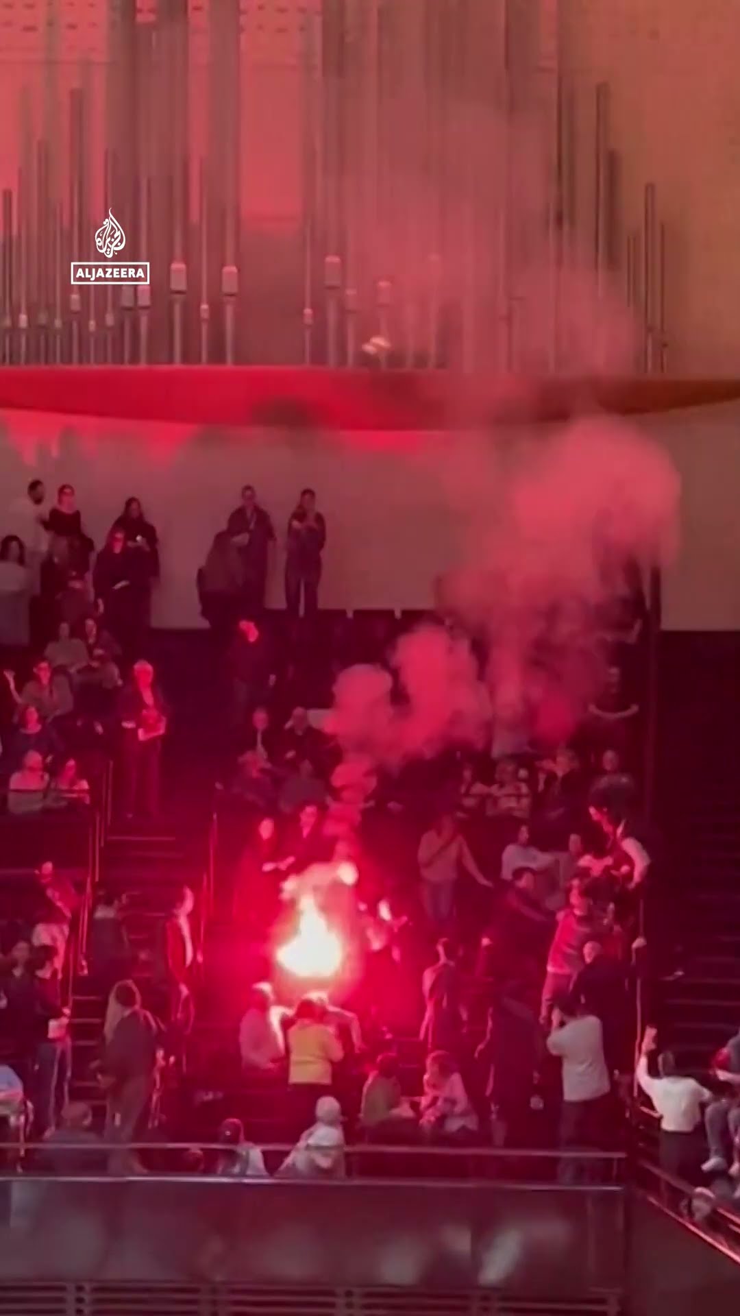 Israeli orchestra interrupted by protester with flare | AJ #shorts – YouTube
