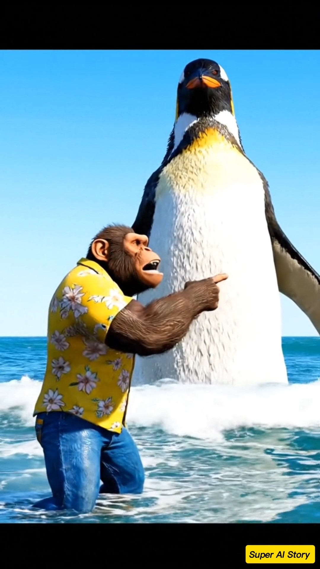 Monkey Gave His Mother a Beautiful Sea Penguin  #ai #shorts #monkey – YouTube