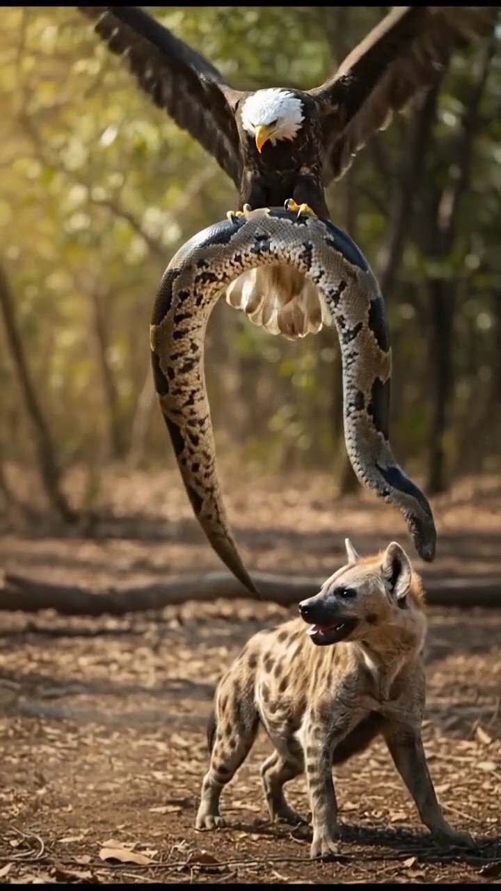 Eagle saves Hyenas Life from Snake #shorts #wildliferescue – YouTube