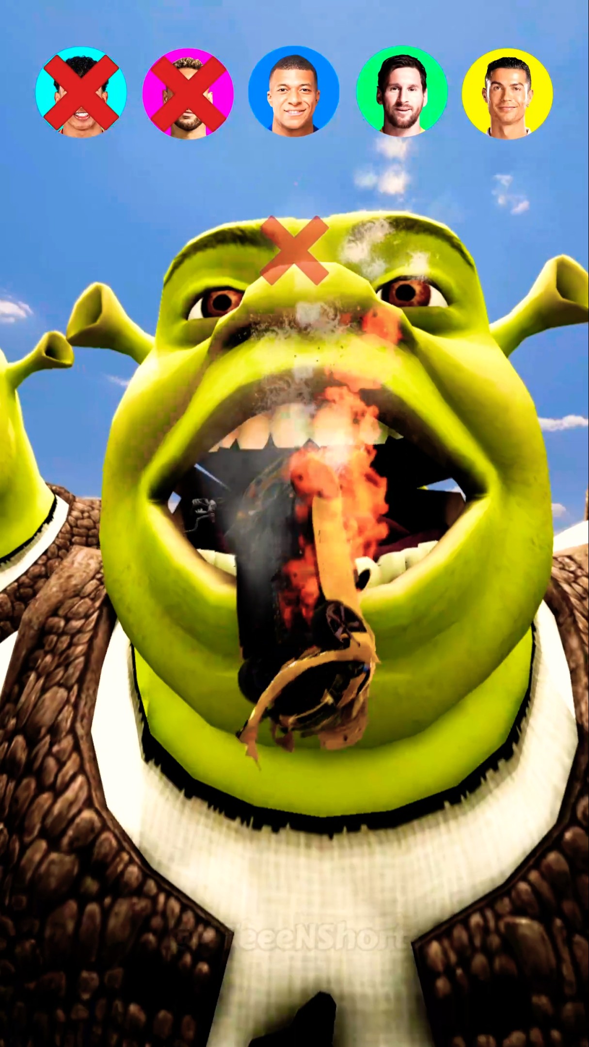 Cristiano Ronaldo vs Lionel Messi vs Shrek Character #football #shorts #beamngdrive – YouTube