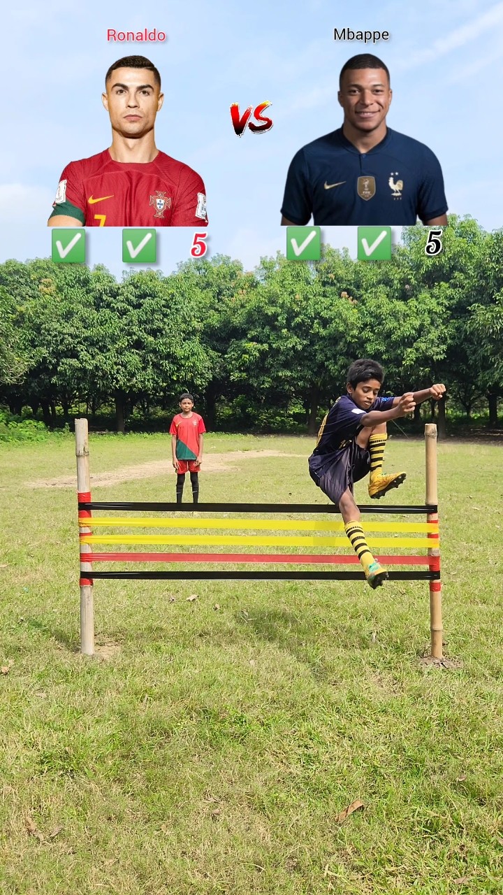 Ronaldo vs Mbappe JUMP CHALLENGE #shorts #jump #challenge #youtube #video #viral #ronaldo #mbappe – YouTube
