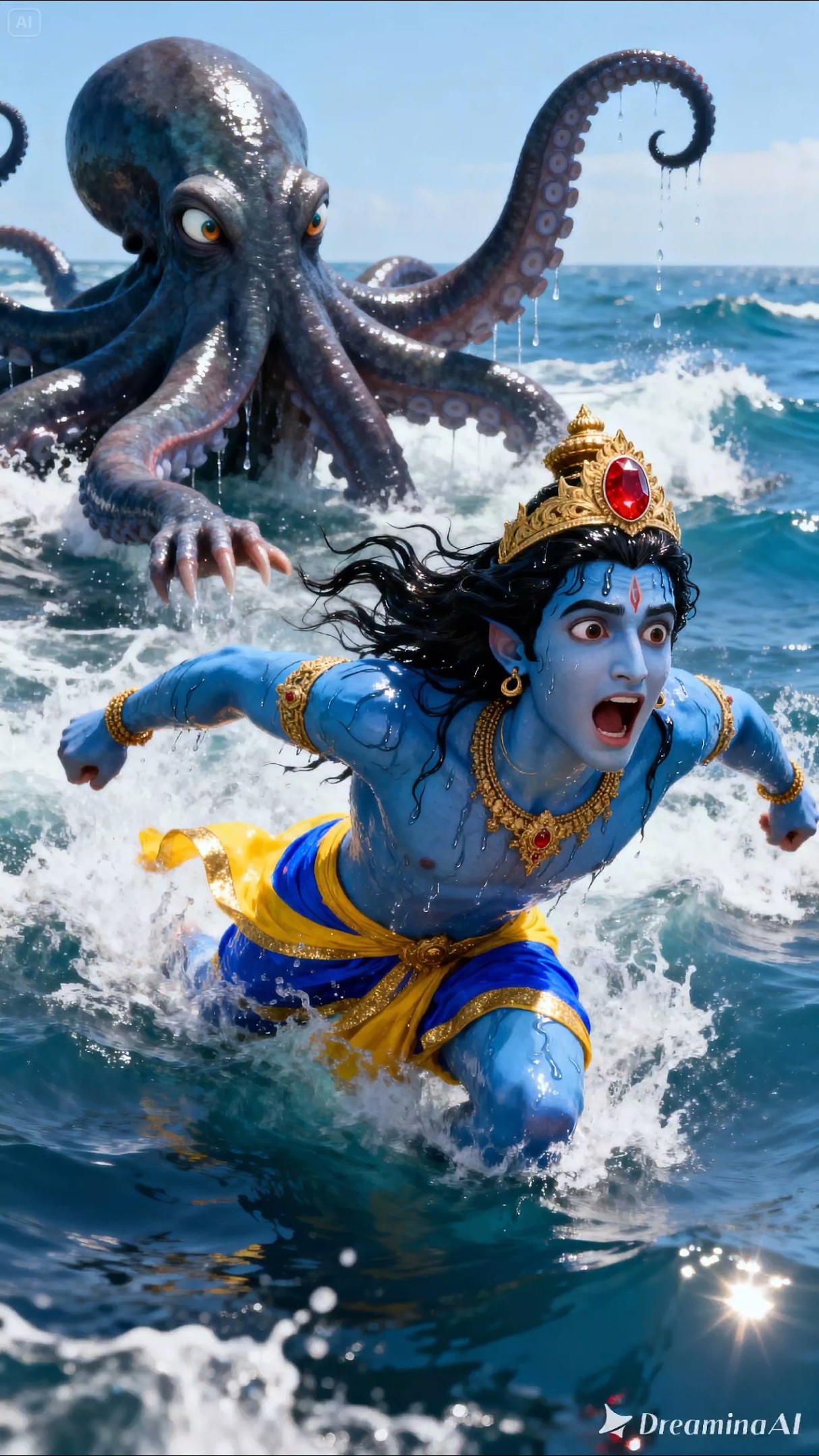 Maa lakshmi saves vishnu ji 😭from octopus 🐙 #shorts #save  #vishnu – YouTube