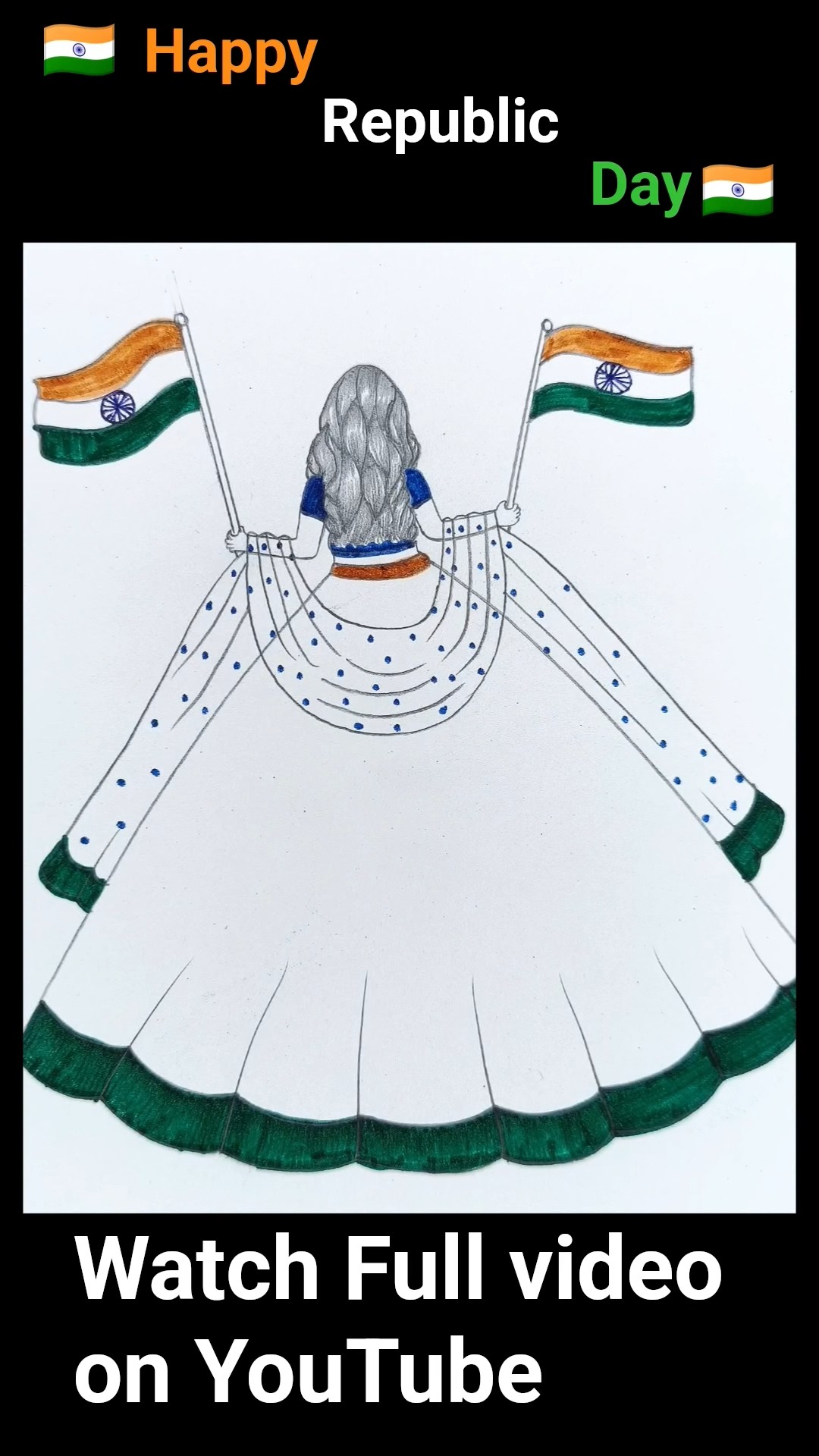 Happy Republic Day Drawing 🇮🇳 | 26 January 2026 #shorts #republicday #drawing #26january#flagdrawing – YouTube